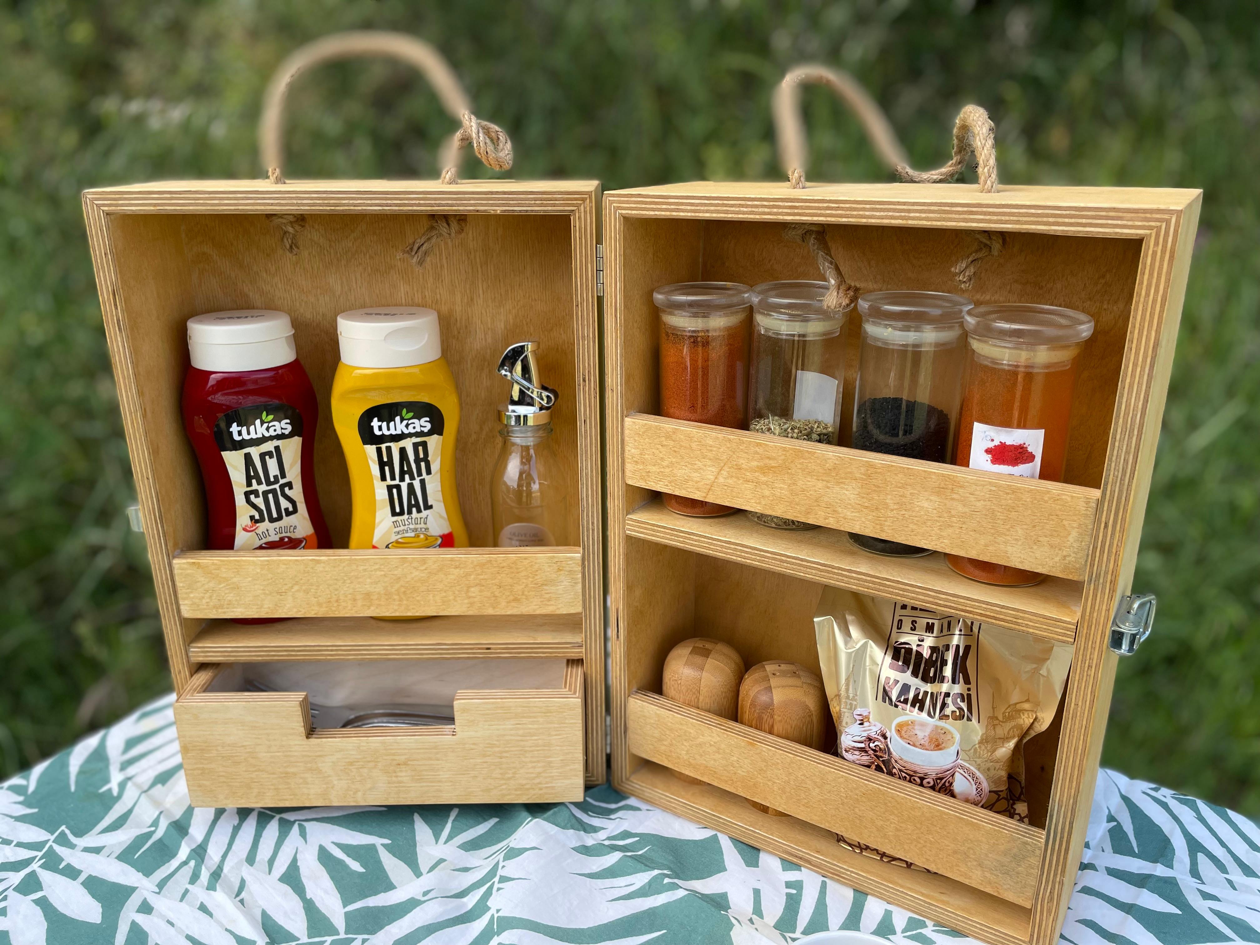 Kamp Piknik Baharat Rafı Ahşap Organizer - İstanbul sancaktepe